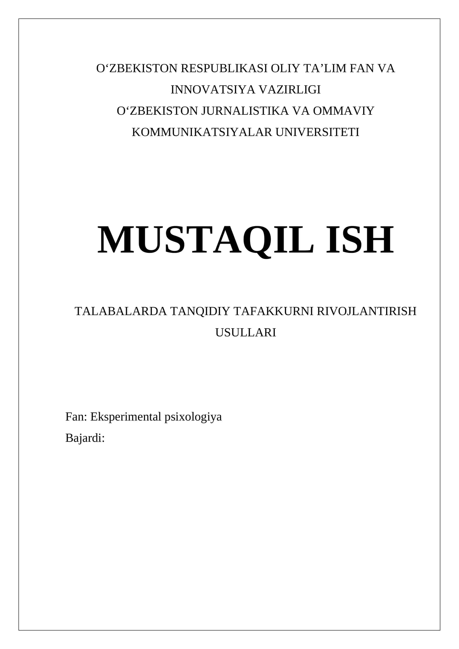 Tanqidiy Tafakkur Rivojlantirish Usullari 1