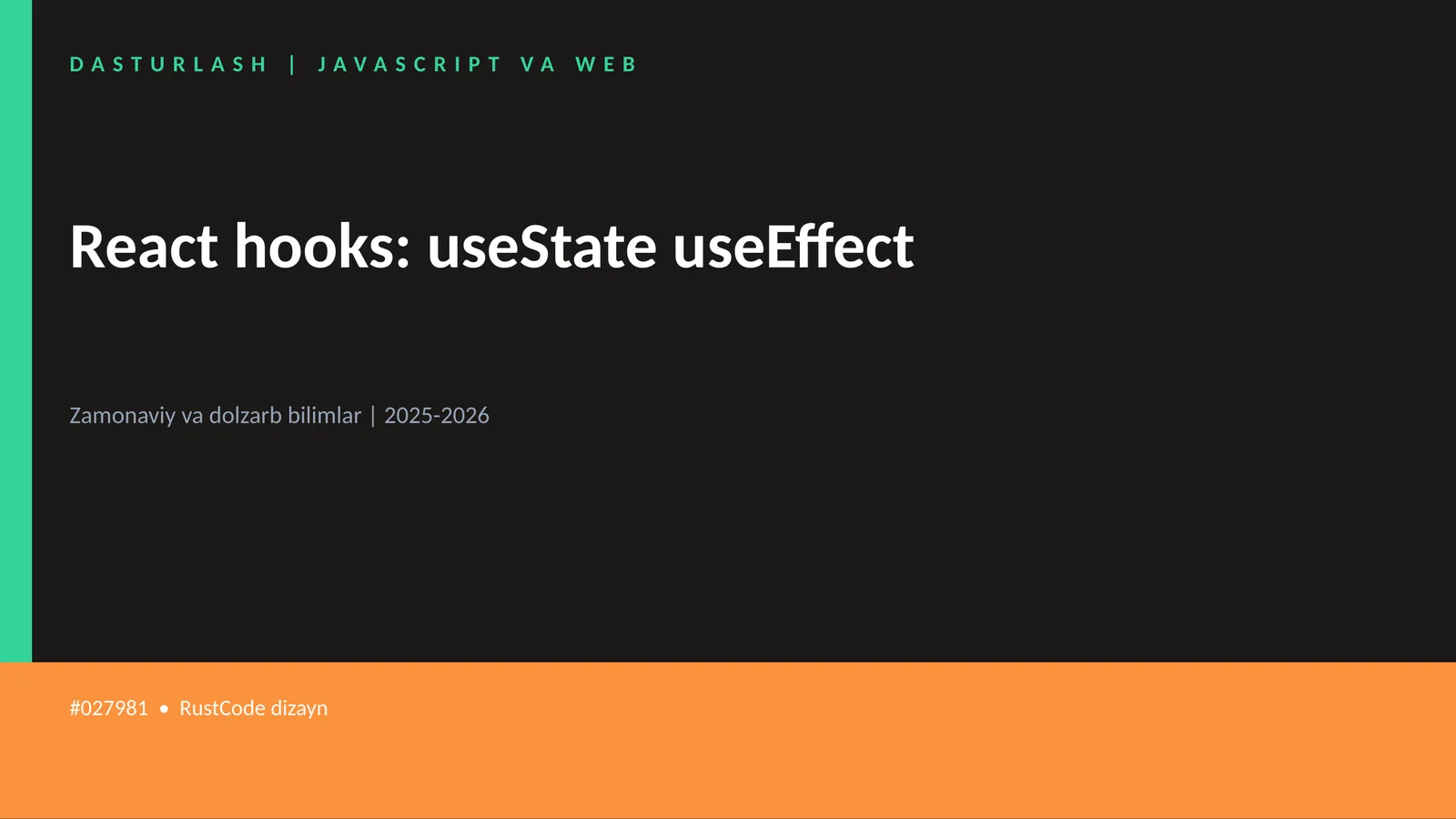 React hooks: useState useEffect 1