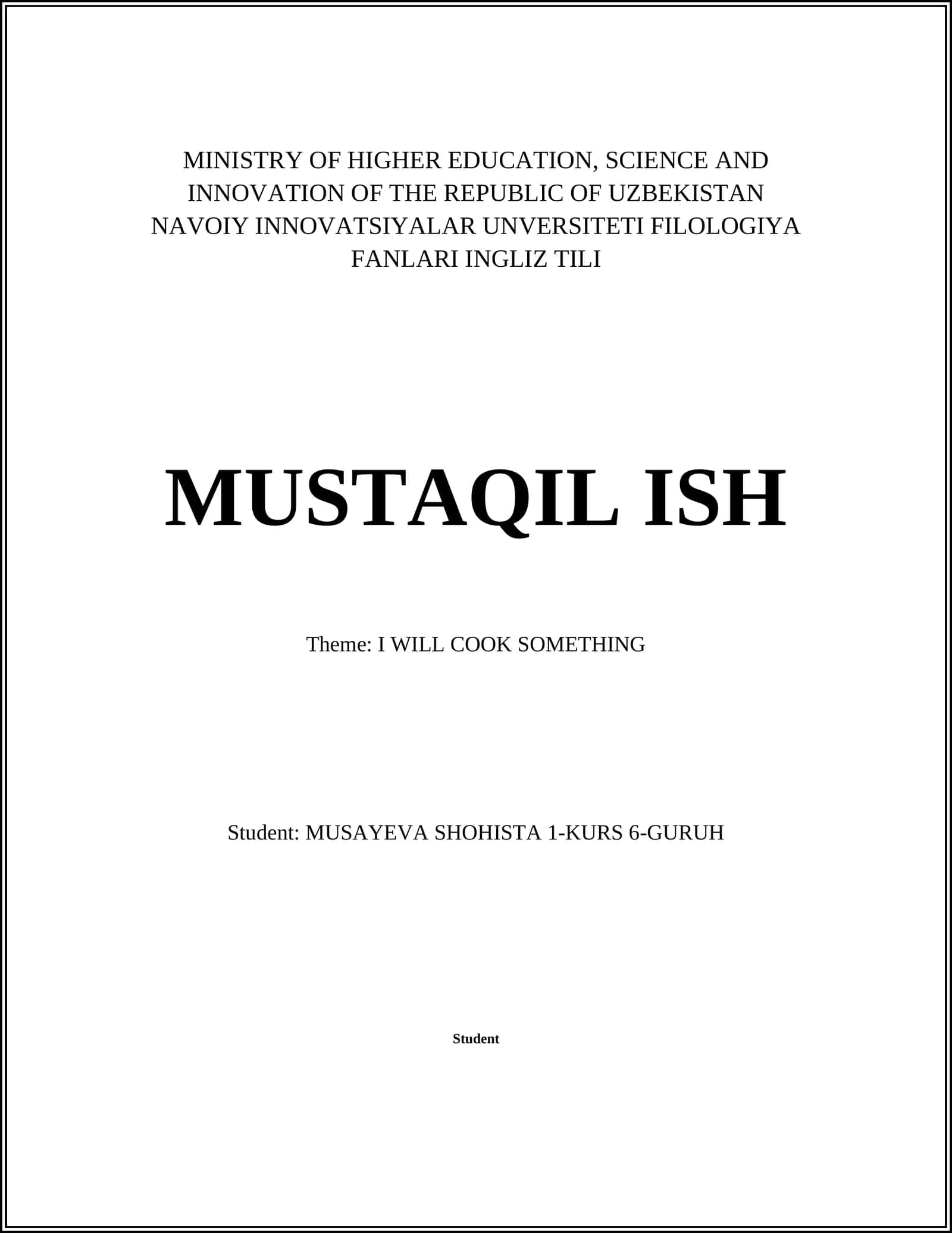 INGLIZ TILI MUSTAQIL ISH 1