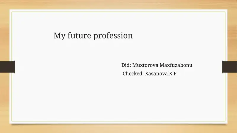 My Future Profession 1