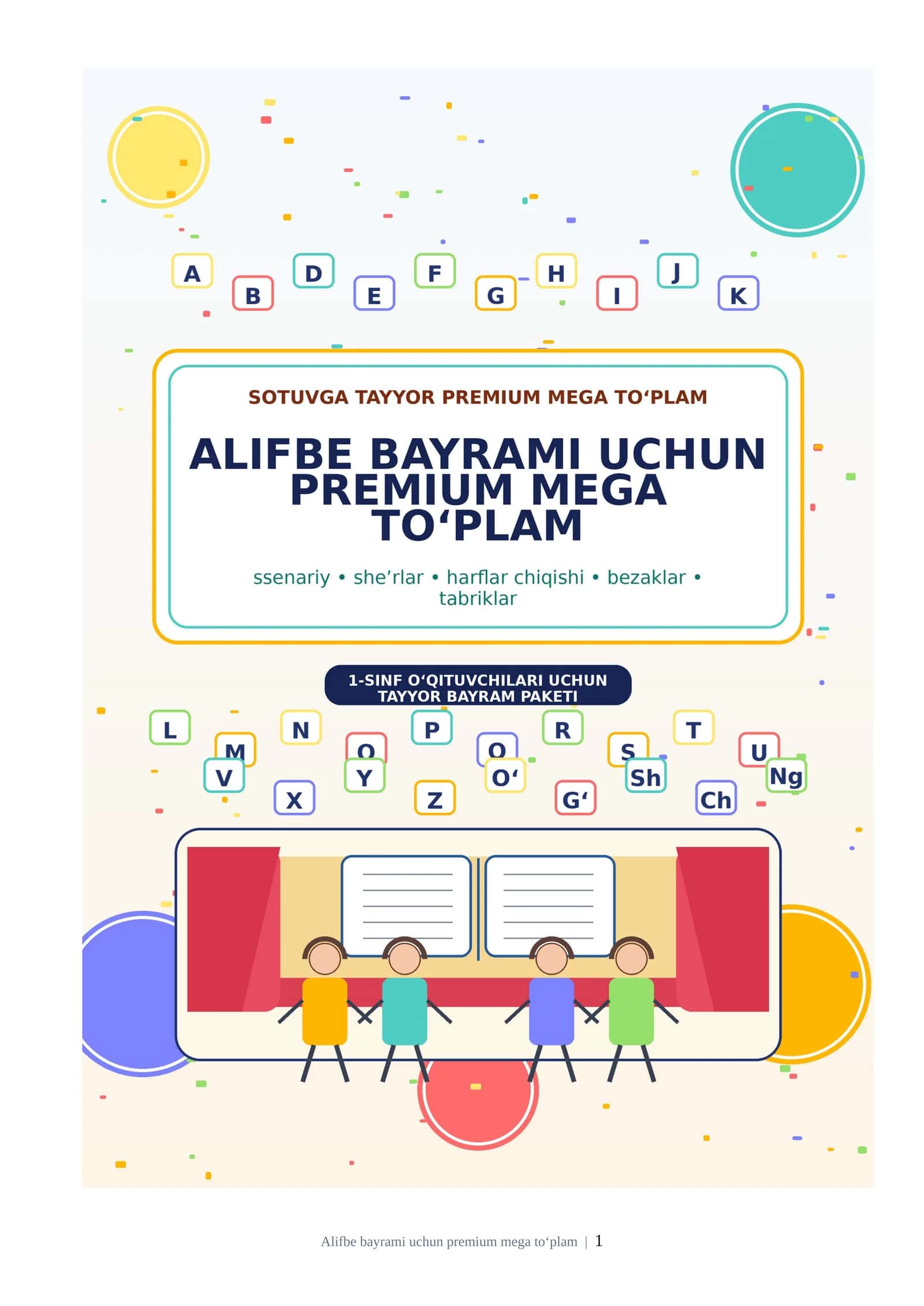 Alifbe bayramini tayyor holatda o‘tkazishga mo‘ljallangan Word mahsulot 1