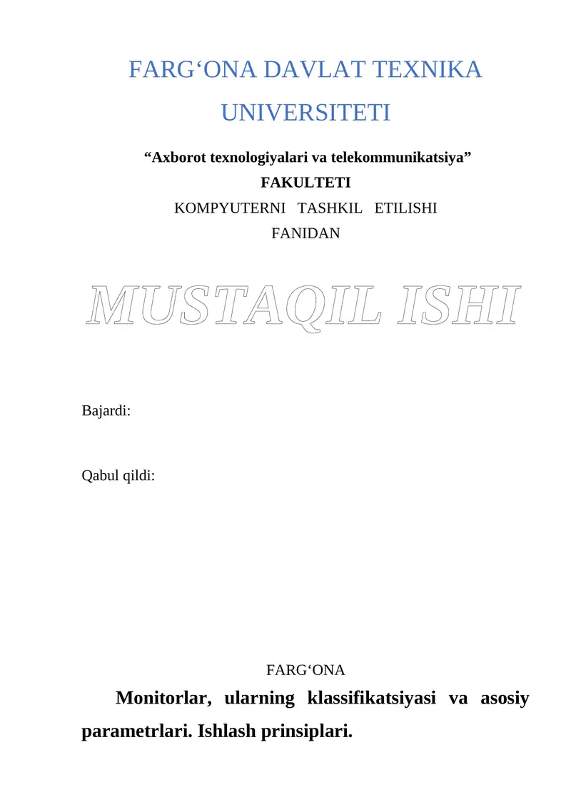 Kompyuterning asosiy qurilmalari 1