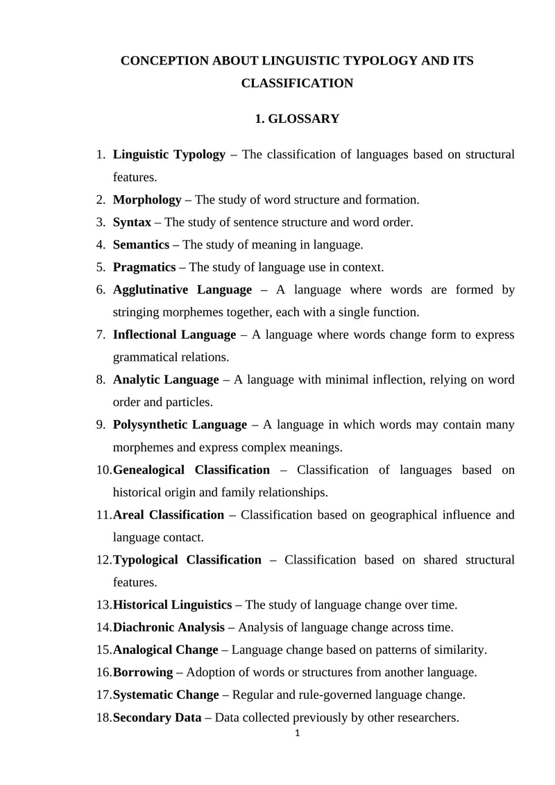 CONCEPTION ABOUT LINGUISTIC TYPOLOGY AND ITS CLASSIFICATION 1