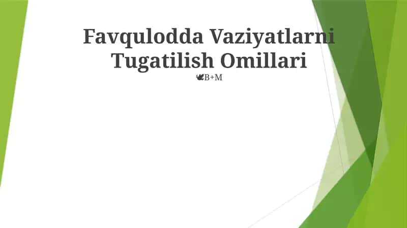 Favqulodda Vaziyatlarni Tugatilish Omillari 1