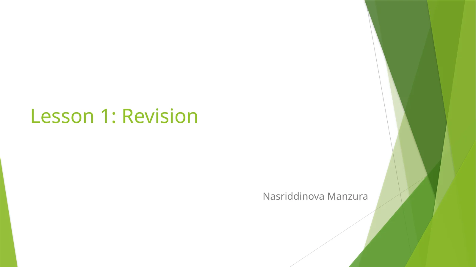 Lesson 1: Revision 1