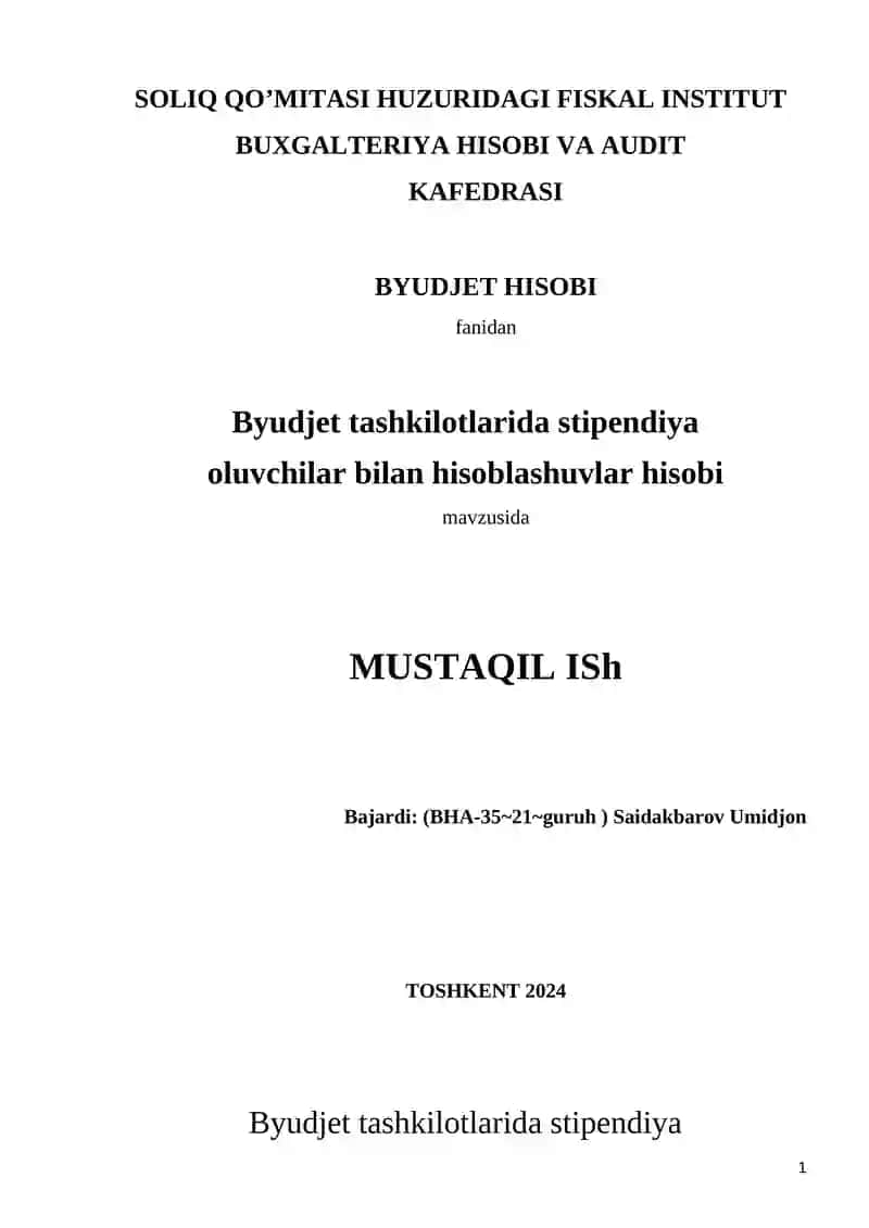 SOLIQ QO’MITASI HUZURIDAGI FISKAL INSTITUT