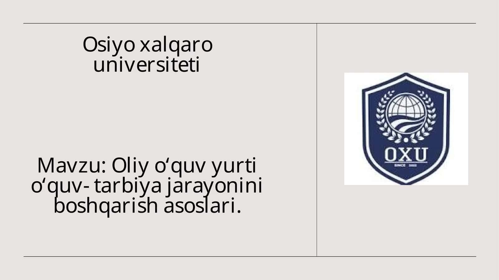 Oliyoʻquv-yurtioʻquv-tarbiya jarayonini boshqarish asoslari 1