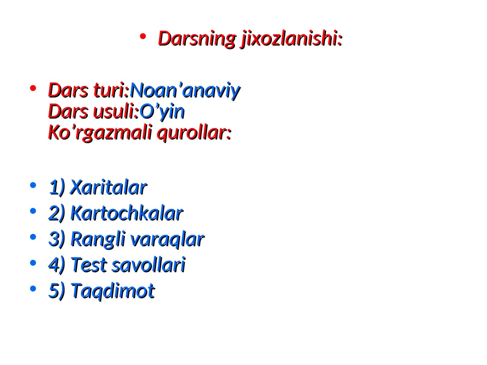 Darsning jixozlanishi 1