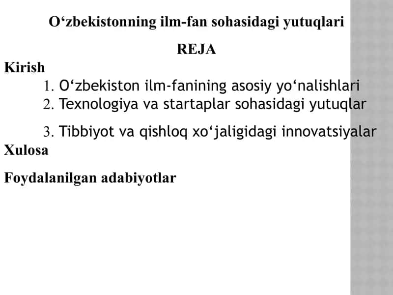 O‘zbekistonning ilm-fan sohasidagi yutuqlari 1
