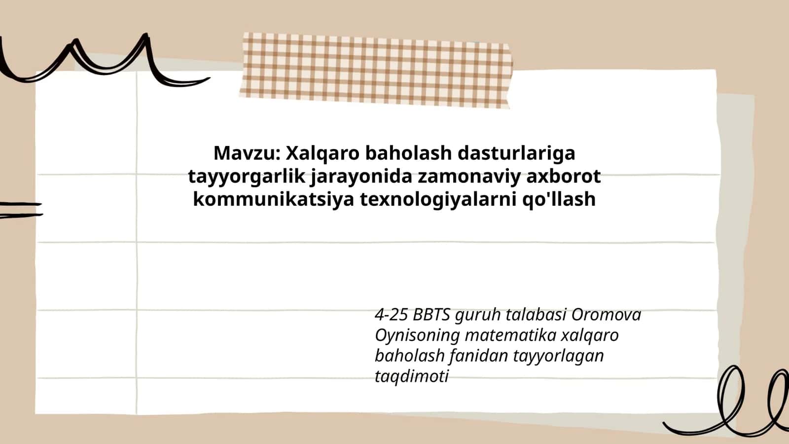 Oromova Oynisoning Matematika Xalqaro Baholash Fanidan Tayyorlagan Taqdimoti 1