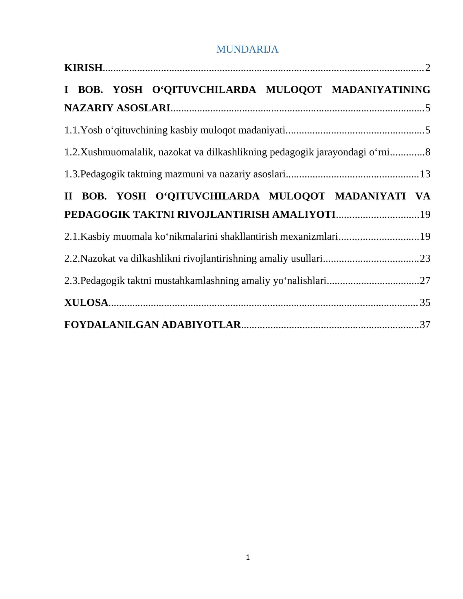 YOSH O‘QITUVCHILARDA MULOQOT MADANIYATINING NAZARIY ASOSLARI VA UNI RIVOJLANTIRISH AMALIYOTI 1