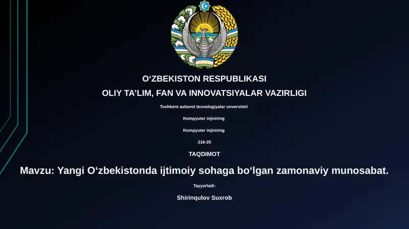 Yangi O‘zbekistonda ijtimoiy sohaga bo‘lgan zamonaviy munosabat 1