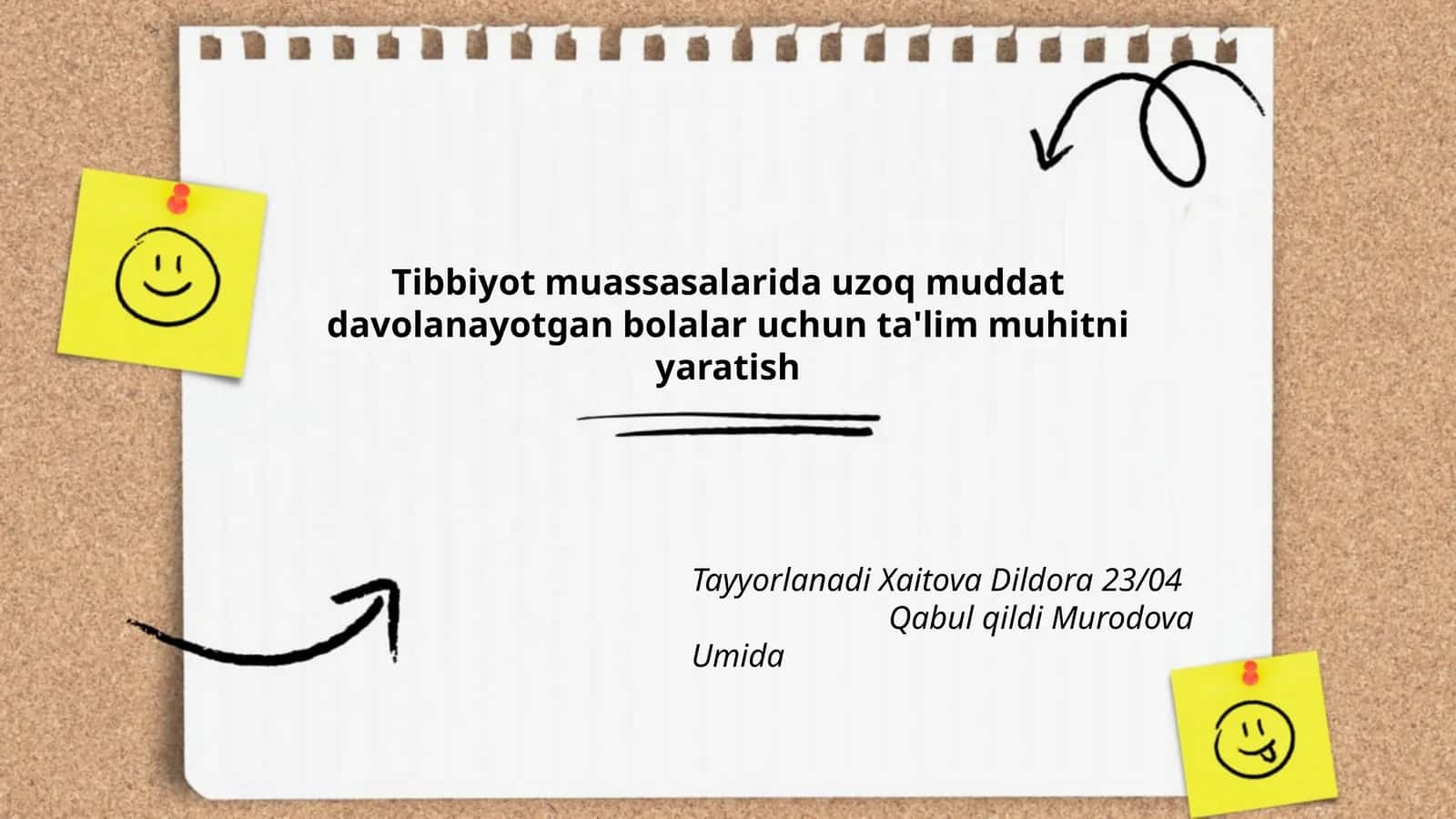 Uzoq muddat davolanayotgan bolalar uchun ta'lim muhitni yaratish 1