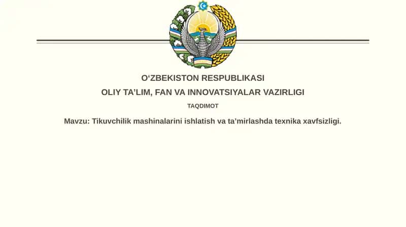 Tikuvchilik mashinalarini ishlatisih va taʼmirlashda texnika xavfsizligi 1