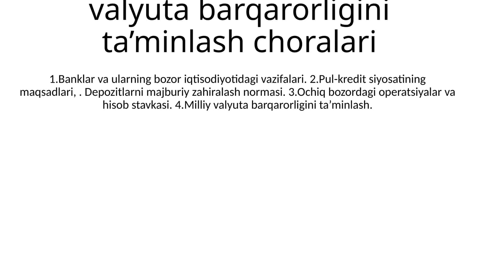 O‘zbekistonda milliy valyuta barqarorligini ta’minlash choralari 1