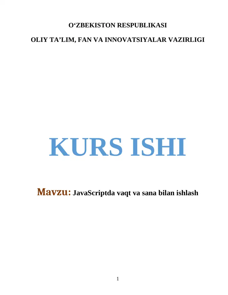JavaScriptda vaqt va sana bilan ishlash 1