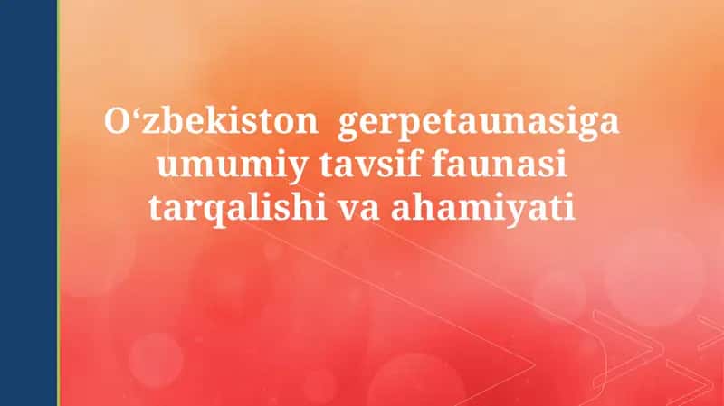 Oʻzbekiston gerpetaunasiga umumiy tavsif faunasi 1
