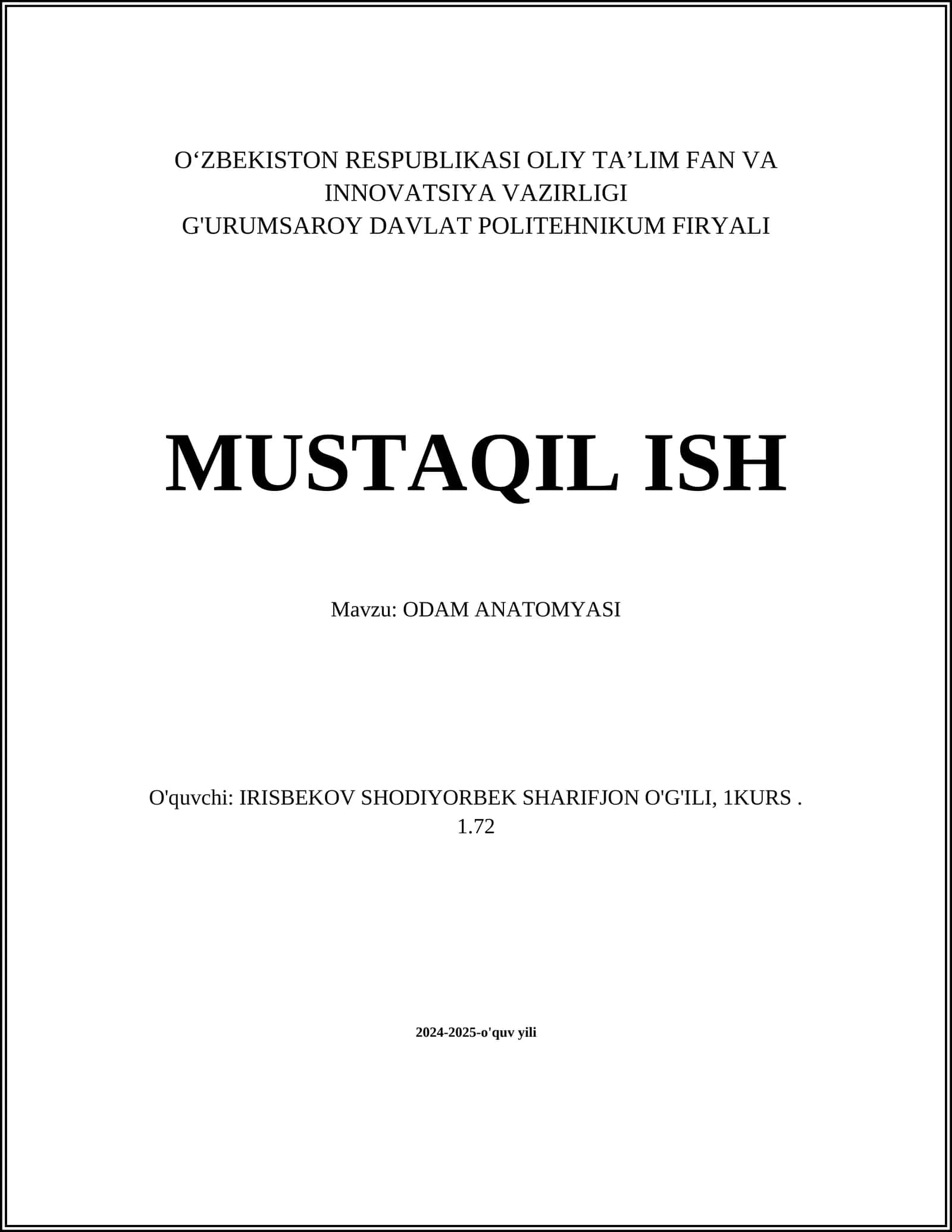 ODAM ANATOMYASI 1