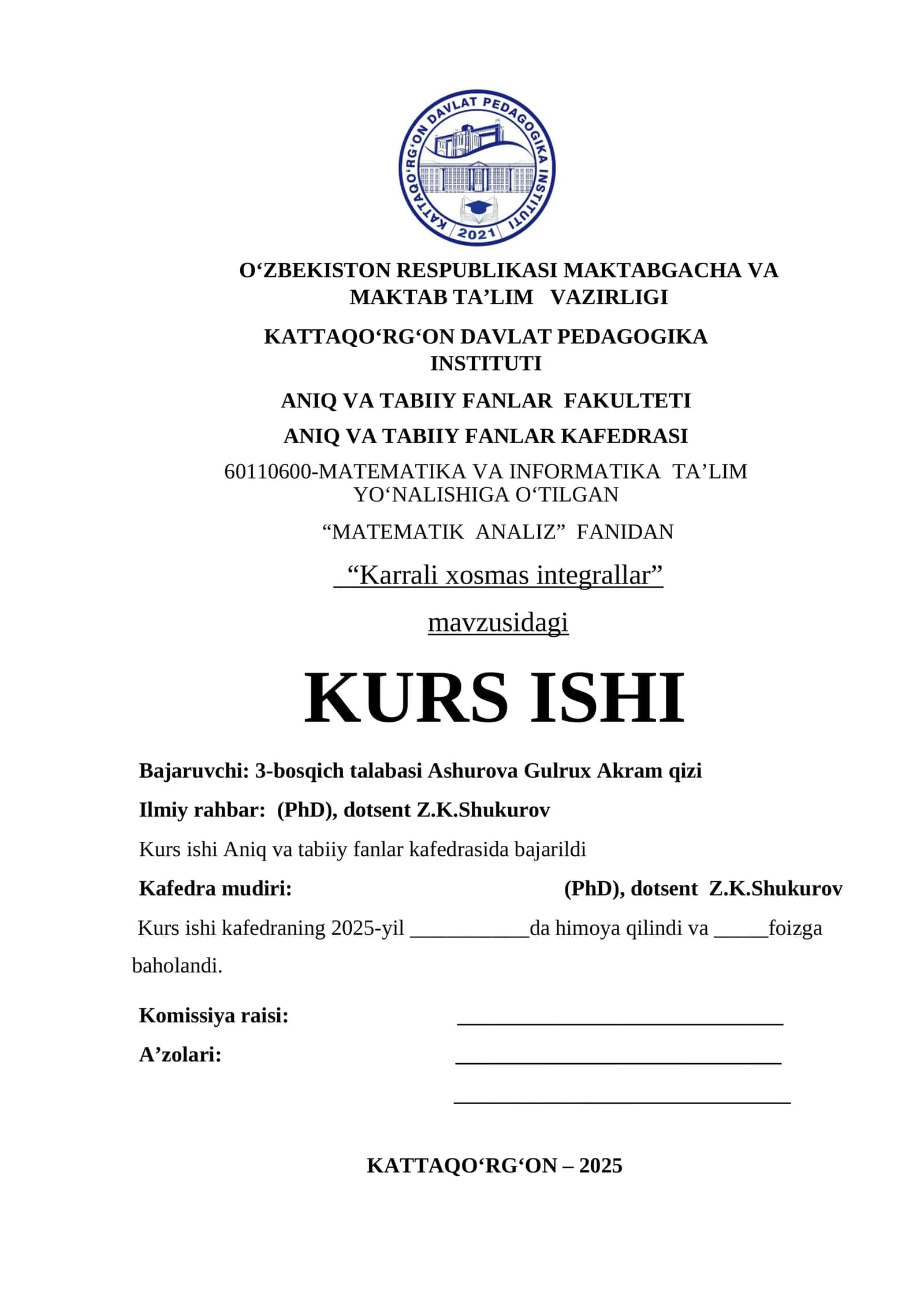 Karrali xosmas integrallar 1