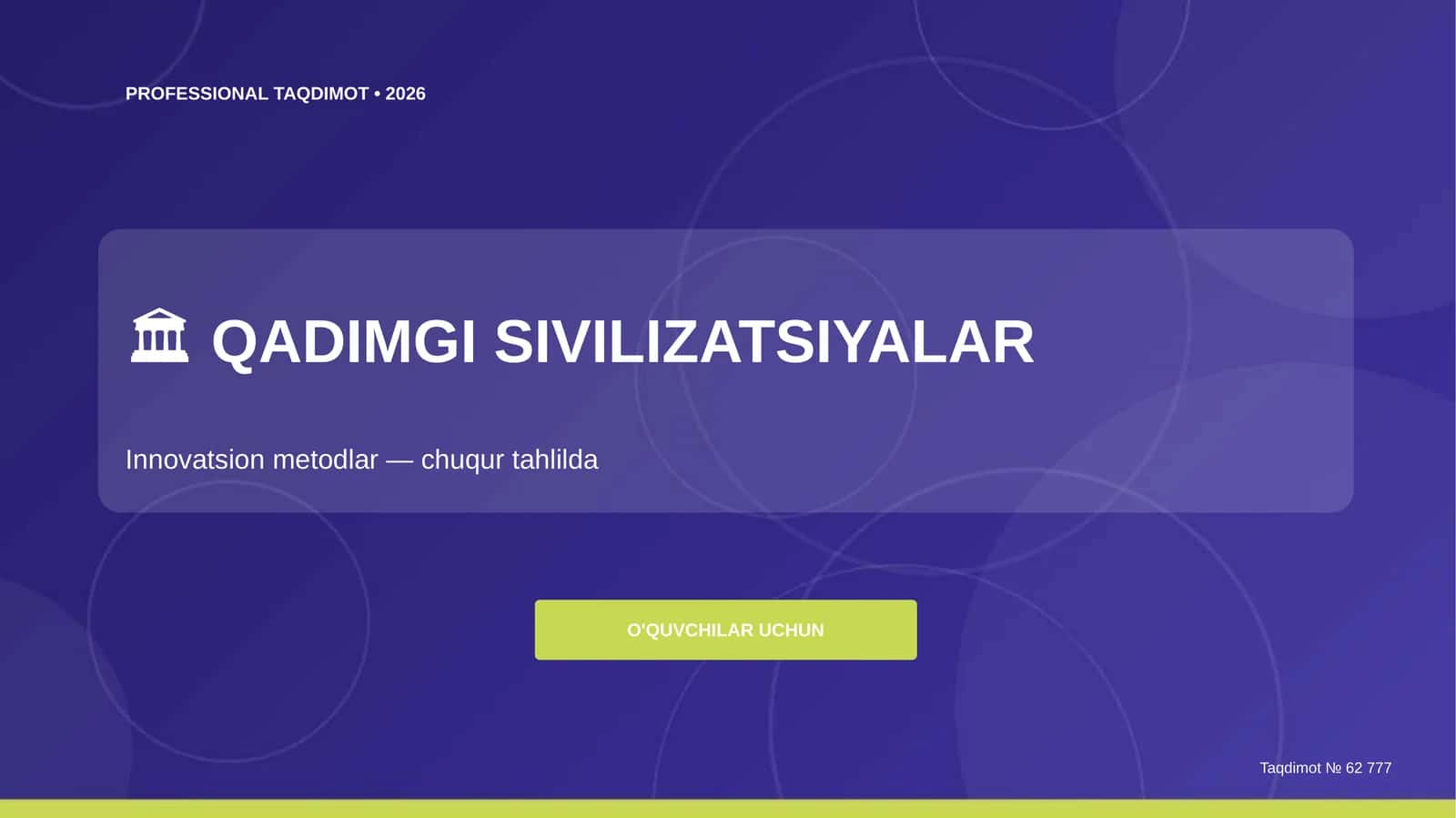 Qadimgi sivilizatsiyalar: innovatsion metodlar (chuqur tahlilda) 1
