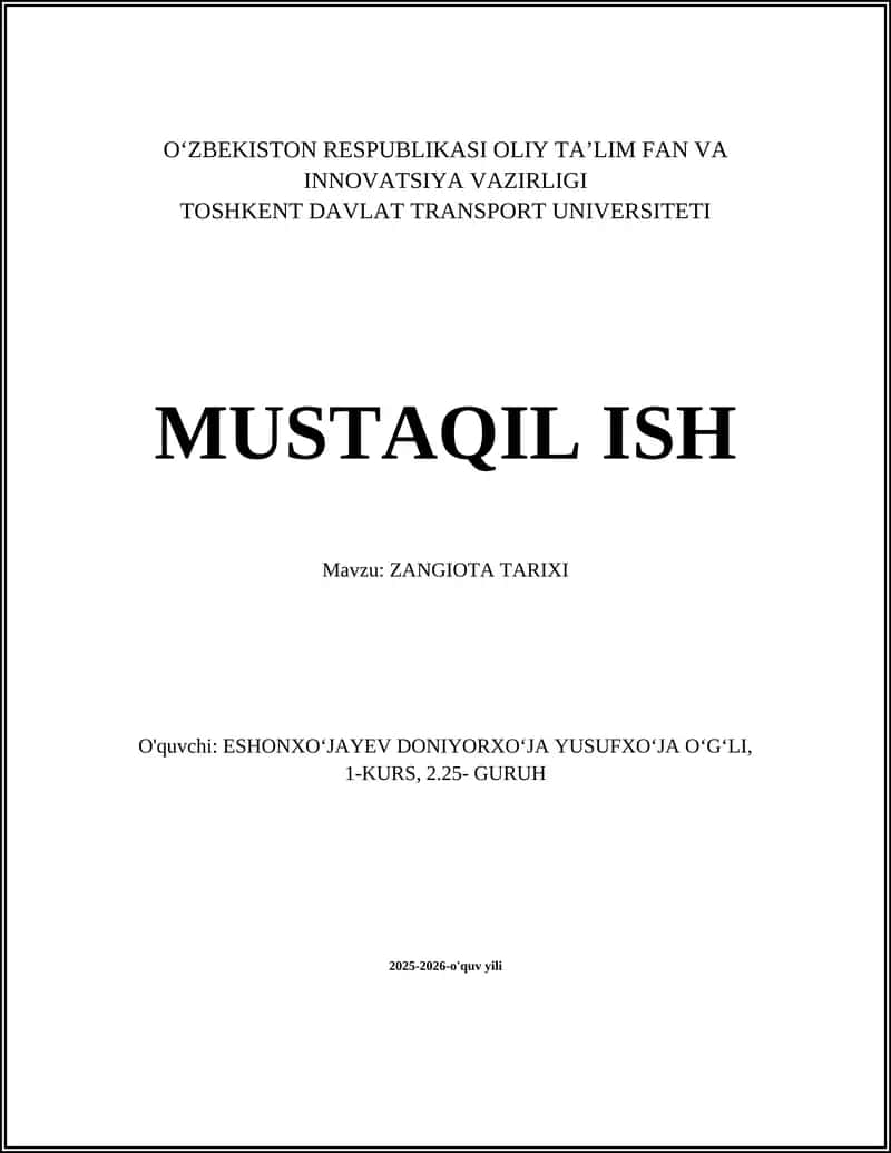 ZANGIOTA TARIXI 1