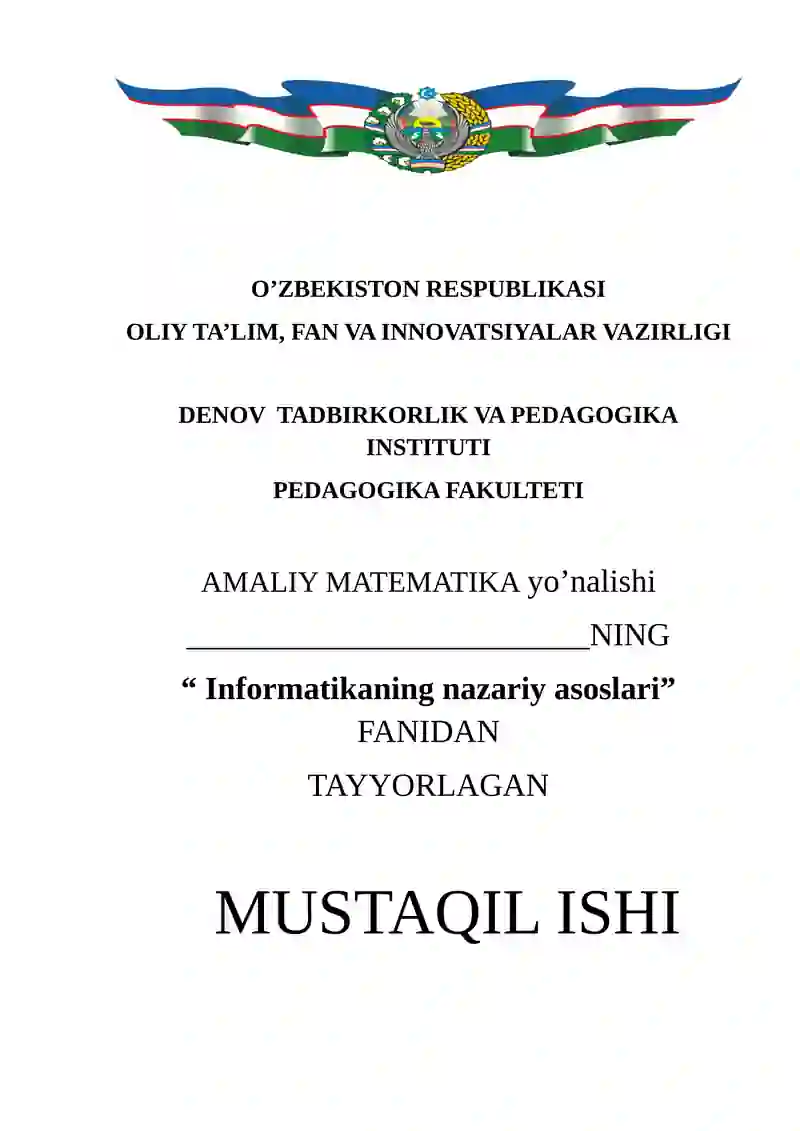 Informatikaning nazariy asoslari