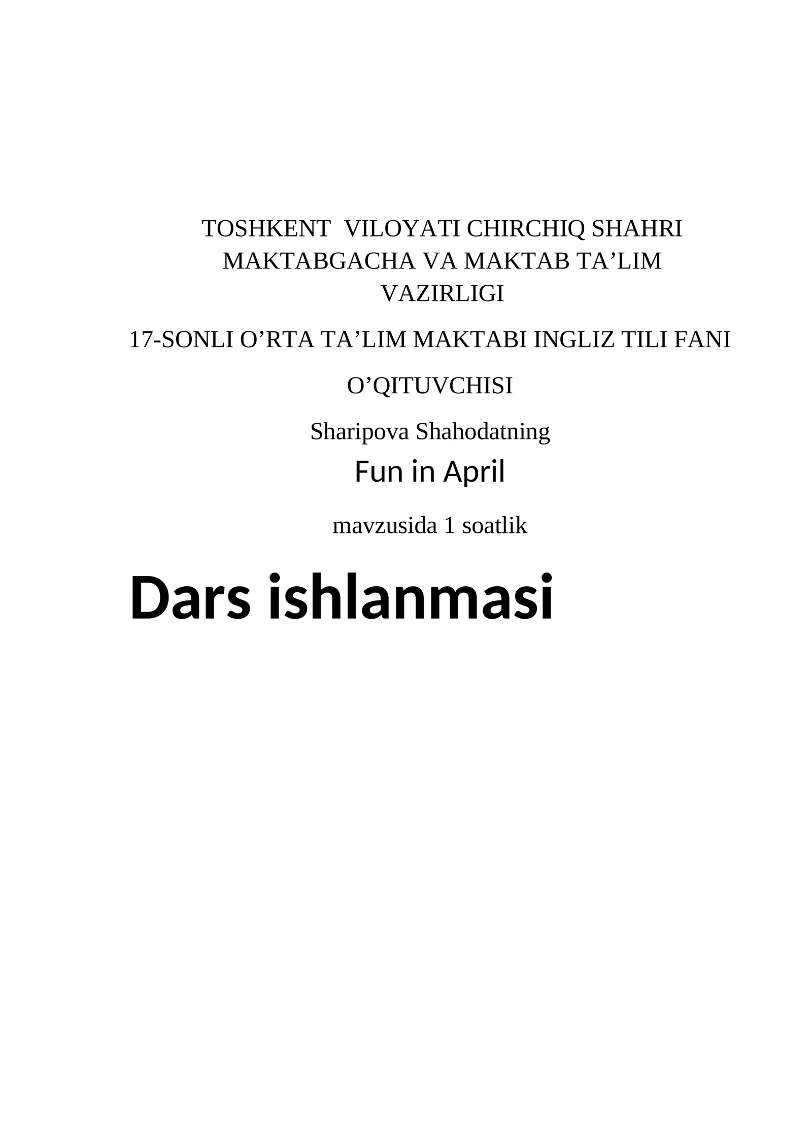 17-SONLI O’RTA TA’LIM MAKTABI INGLIZ TILI FANI 1