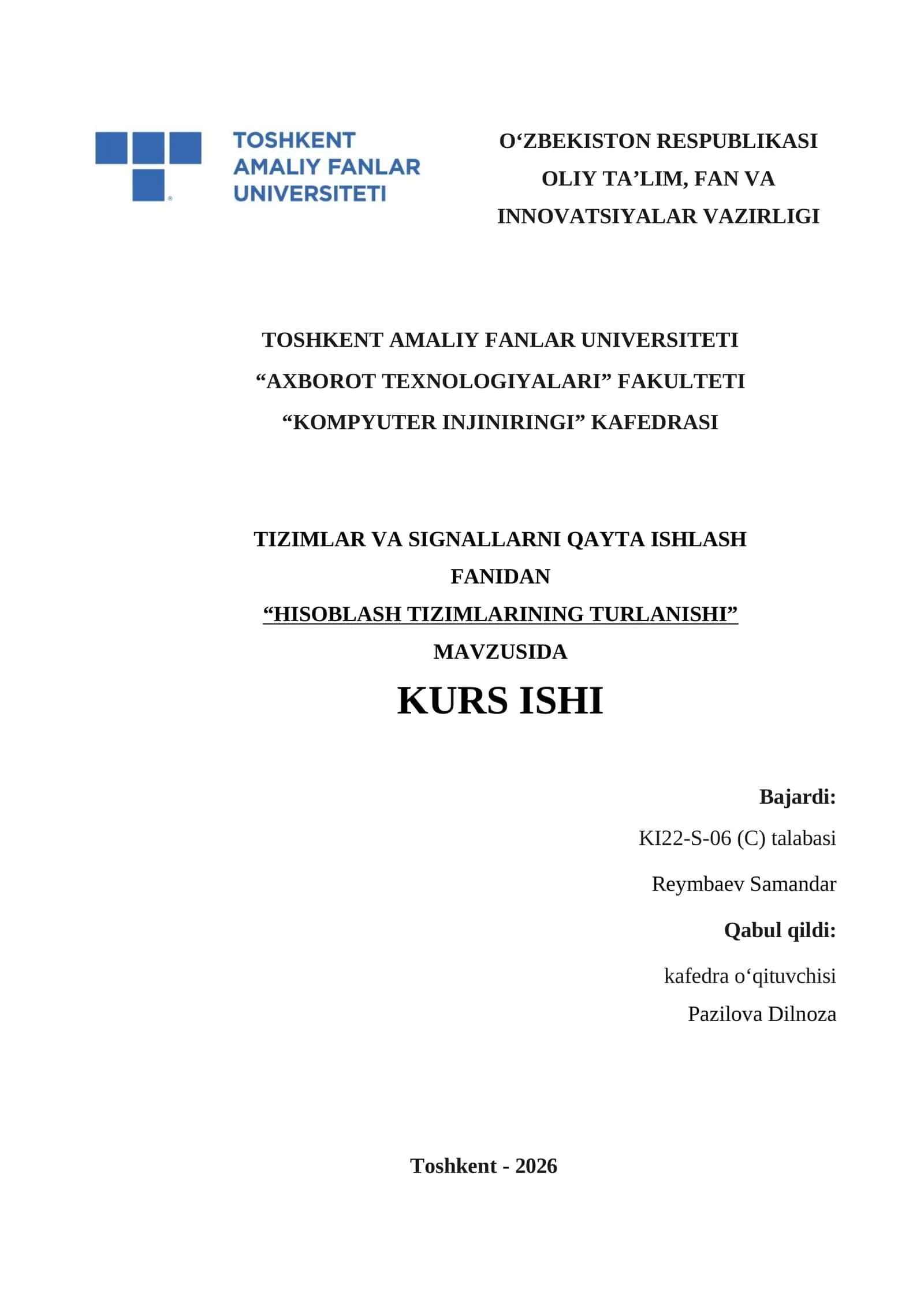 Hisoblash tizimlarining turlanishi 1