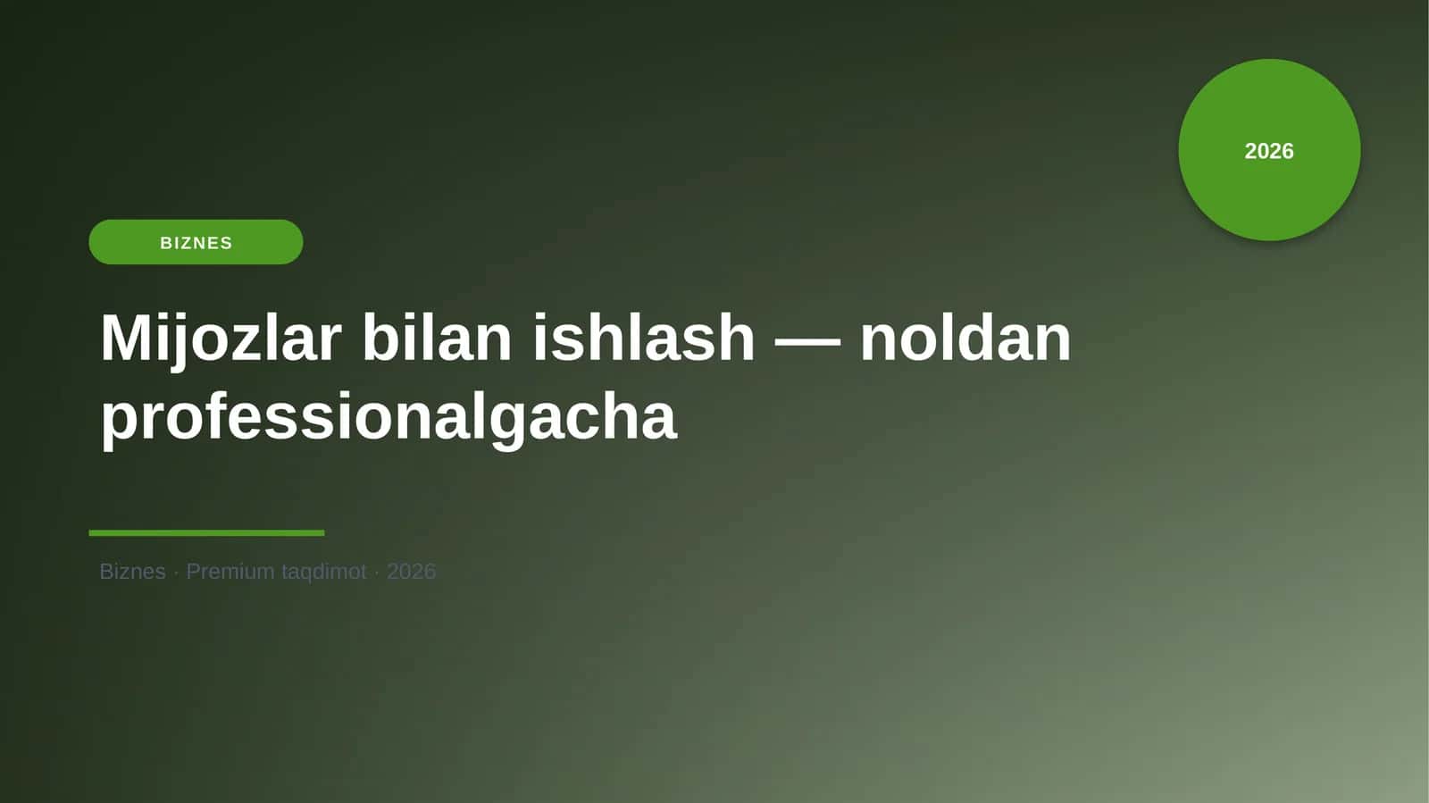 Mijozlar bilan ishlash — noldan professionalgacha 1