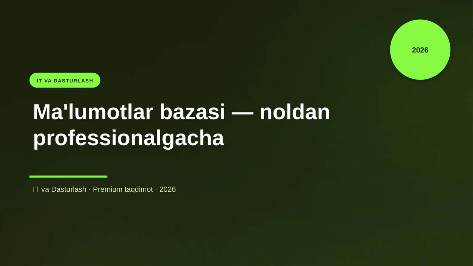 Ma'lumotlar bazasi — noldan professionalgacha 1
