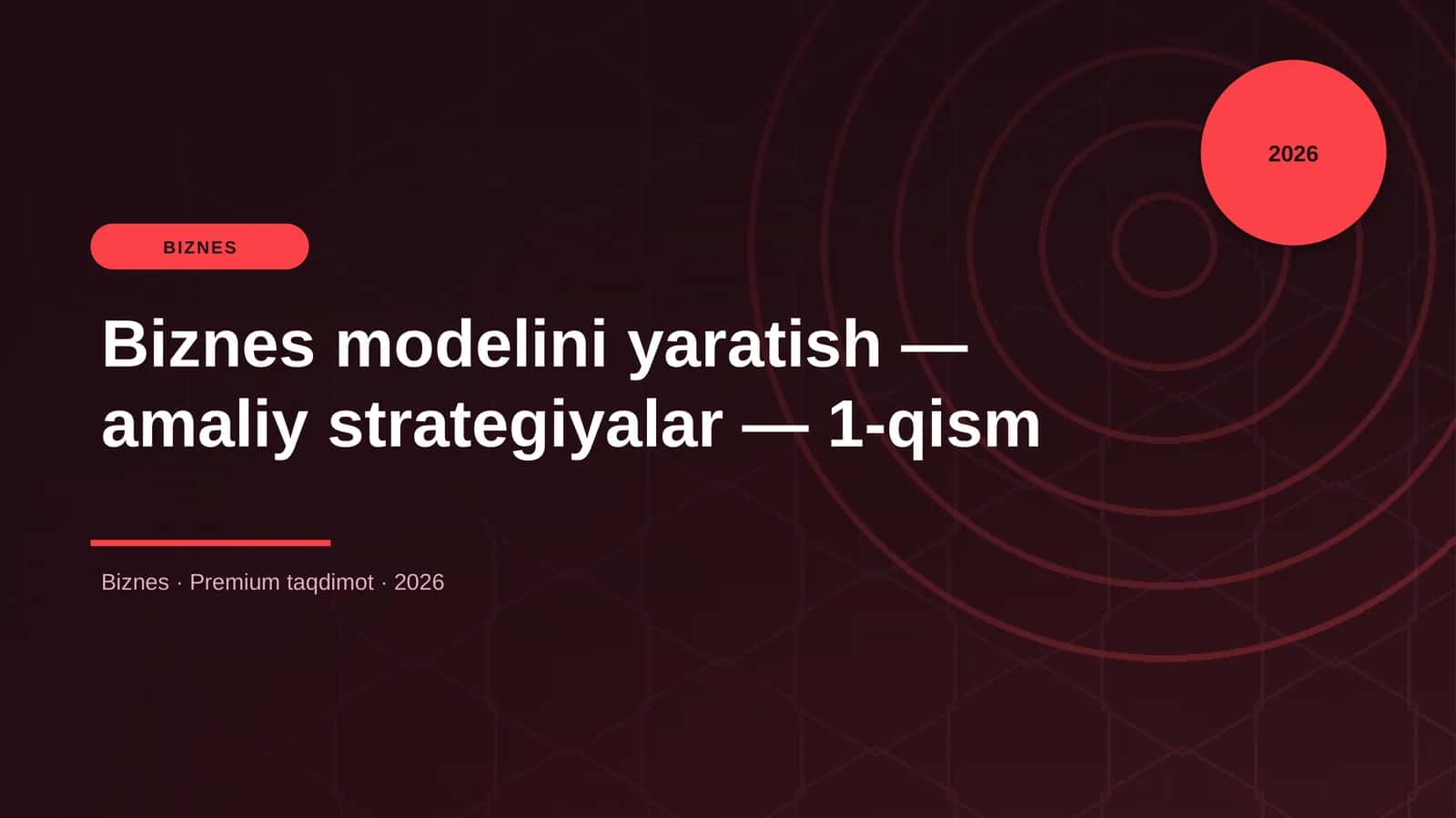 Biznes modelini yaratish — amaliy strategiyalar — 1-qism 1