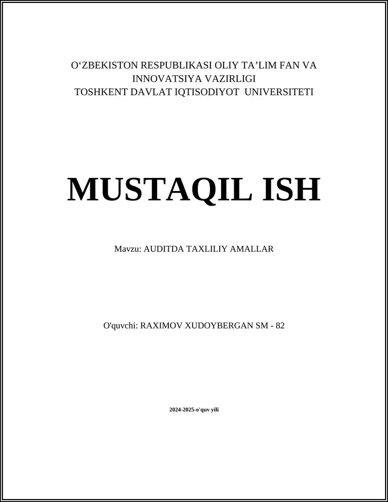 AUDITDA TAXLILIY AMALLAR 1