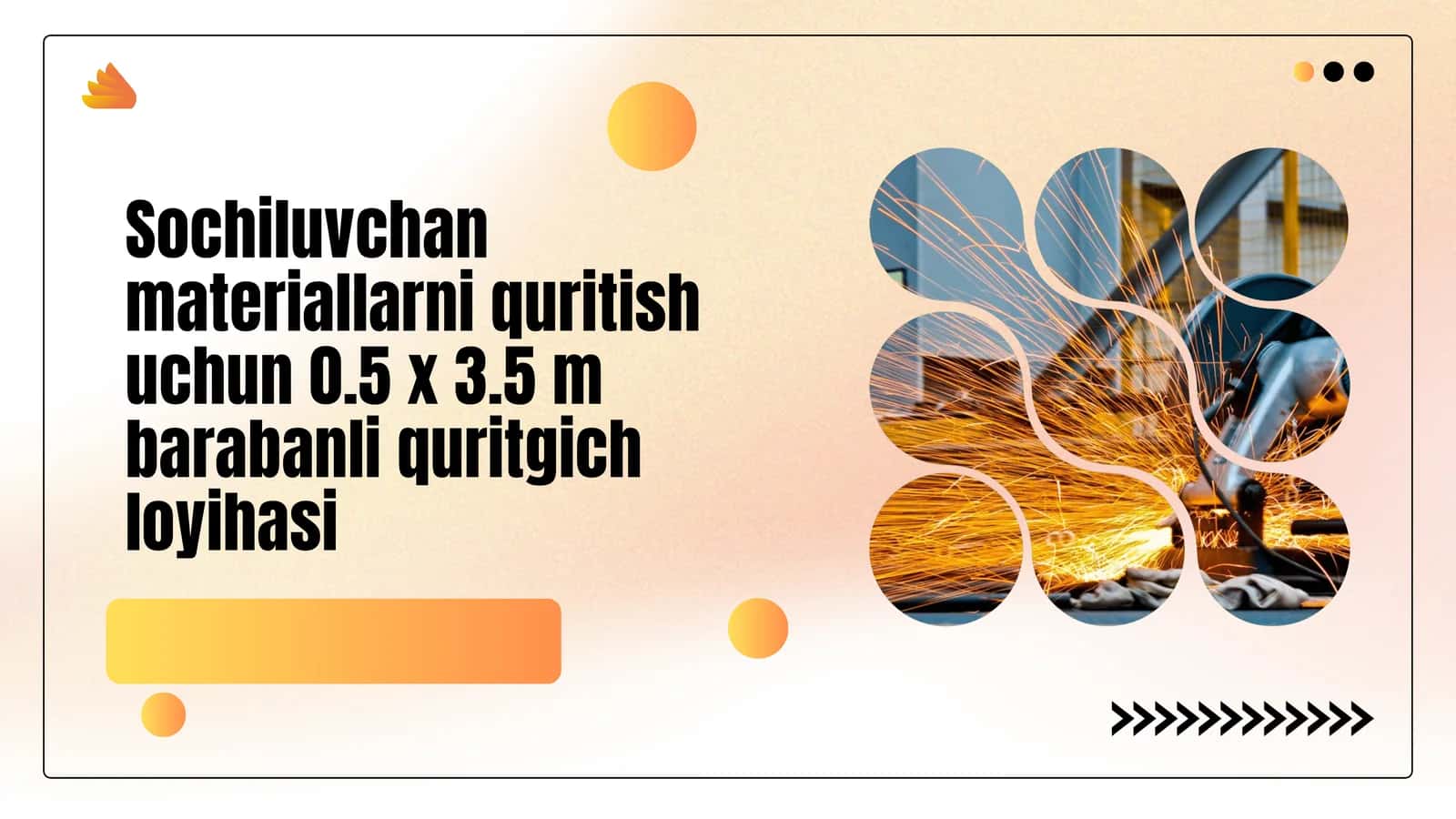 Sochiluvchan materiallarni quritish uchun 0.5 x 3.5 m barabanli quritgich loyihasi 1
