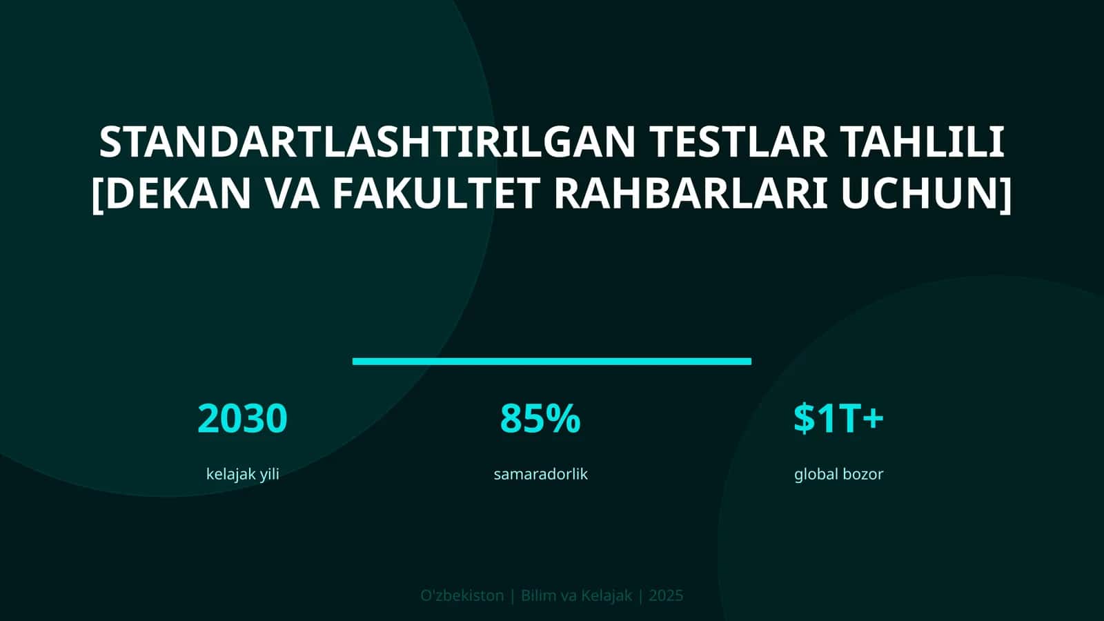 Standartlashtirilgan testlar tahlili [dekan va fakultet rahbarlari uchun] 1