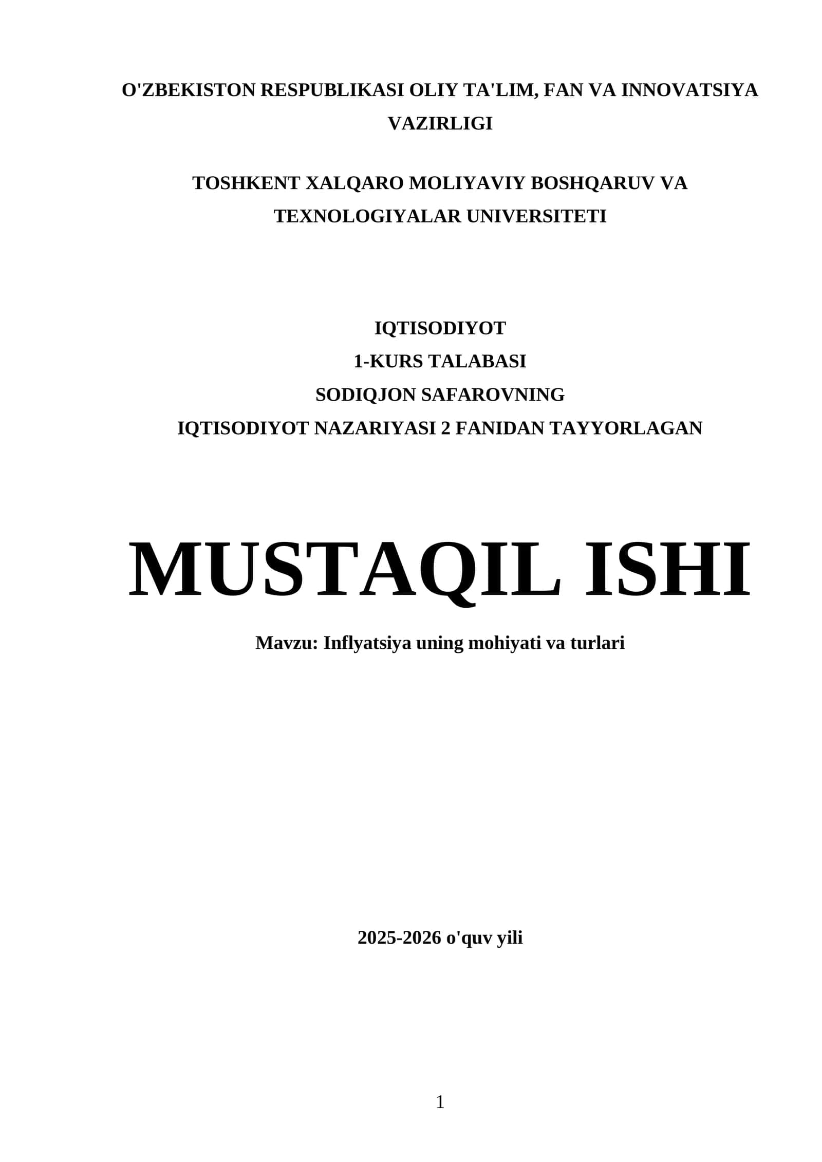 Inflyatsiya uning mohiyati va turlari 1