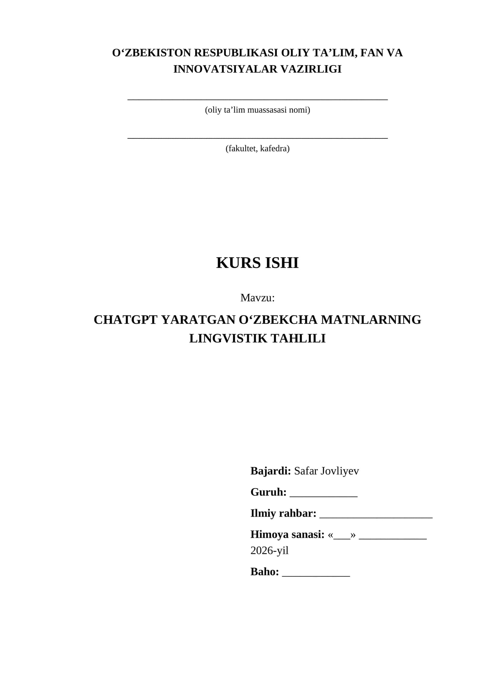 CHATGPT YARATGAN OʻZBEKCHA MATNLARNING LINGVISTIK TAHLILI 1