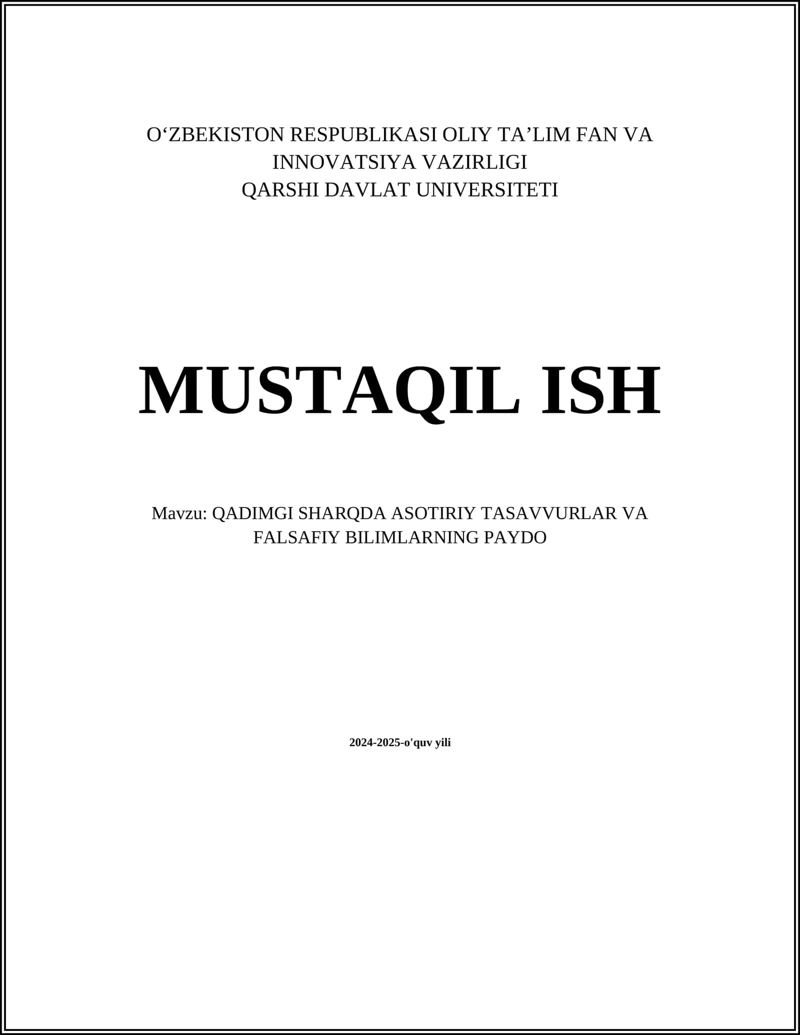 QADIMGI SHARQDA ASOTIRIY TASAVVURLAR VA FALSAFIY BILIMLARNING PAYDO 1