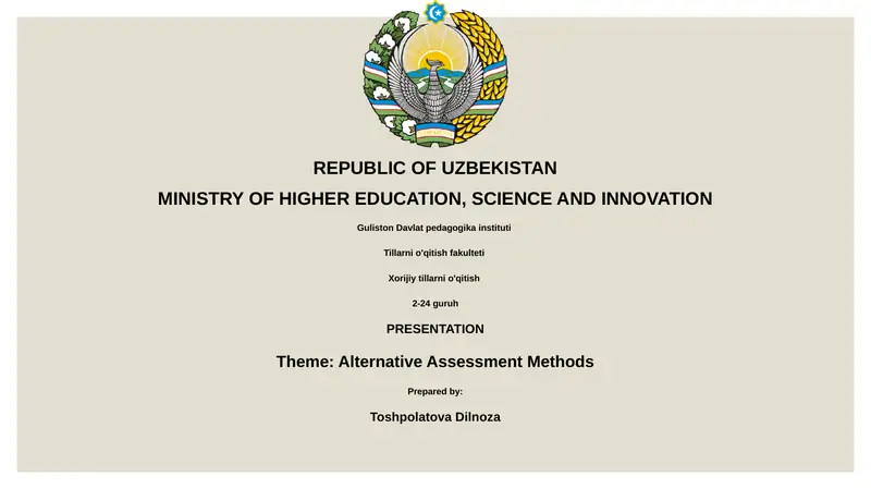 Alternative Assessment Methods 1