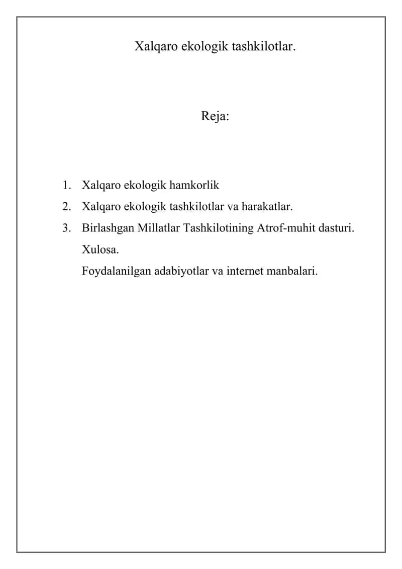 Xalqaro ekologik tashkilotlar 1