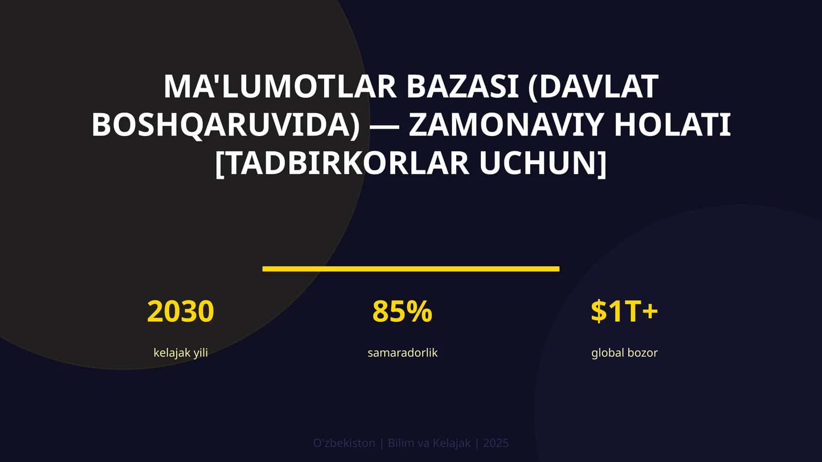 MA'LUMOTLAR BAZASI (DAVLAT BOSHQARUVIDA) — ZAMONAVIY HOLATI [TADBIRKORLAR UCHUN] 1