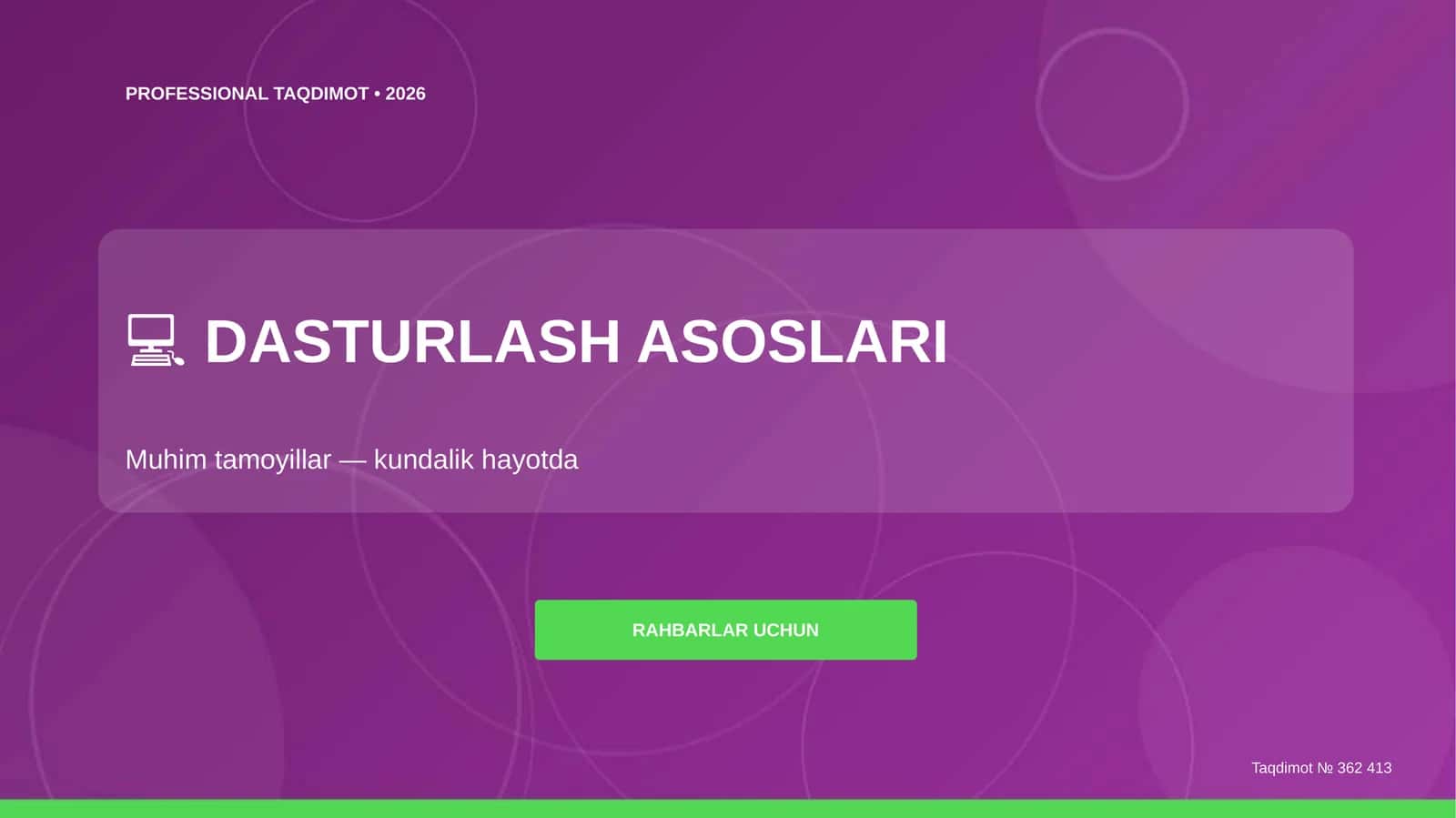 Dasturlash asoslari: muhim tamoyillar 1