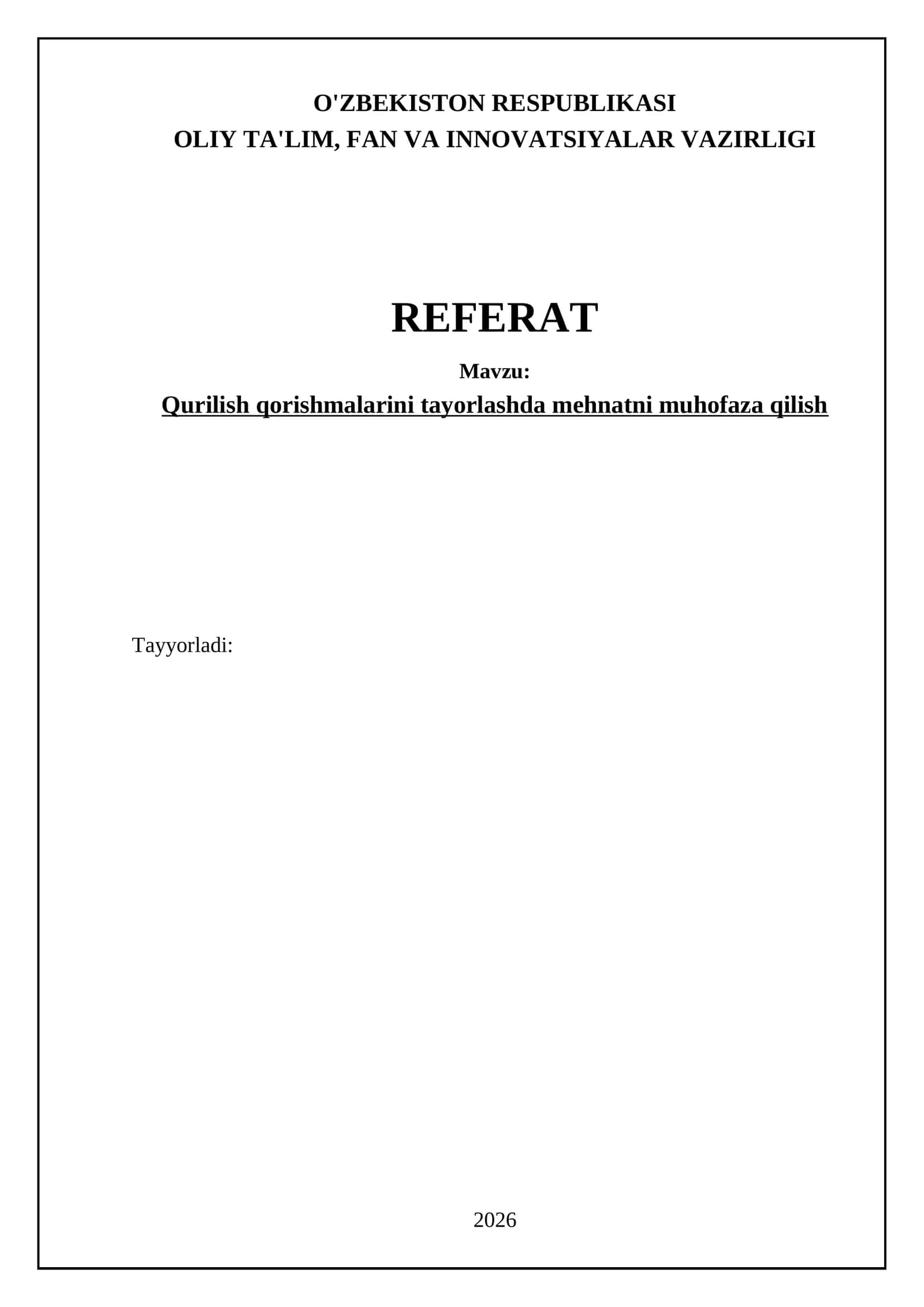 Qurilish qorishmalarini tayorlashda mehnatni muhofaza qilish 1