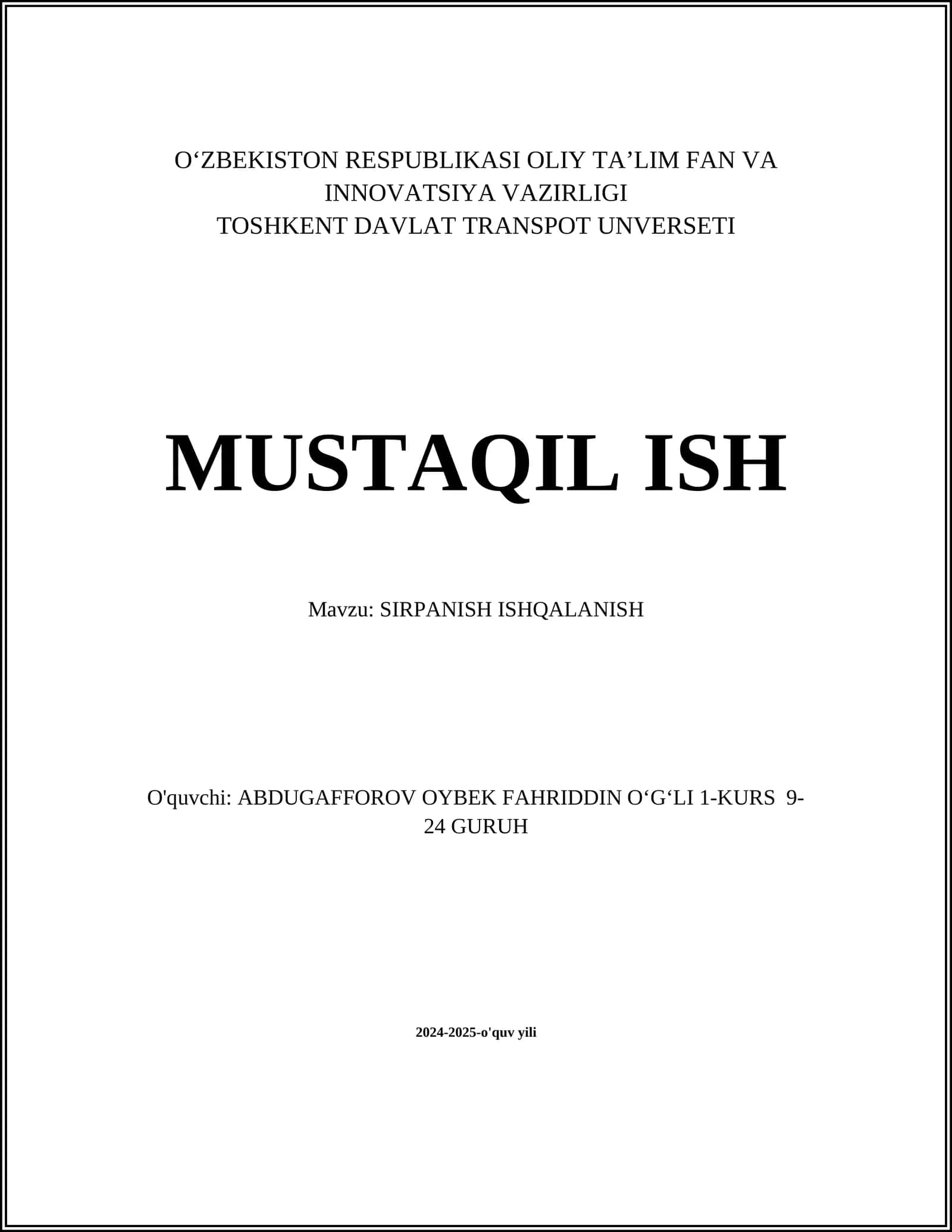 SIRPANISH ISHQALANISH 1