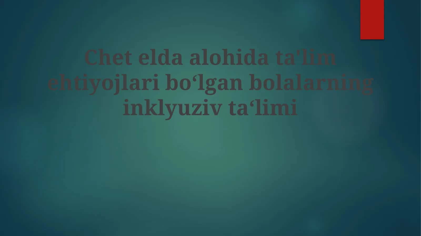 Chetelda alohida ta'limga ihtiyoji bo'lgan bolalarning inklyuziv ta'limi 1