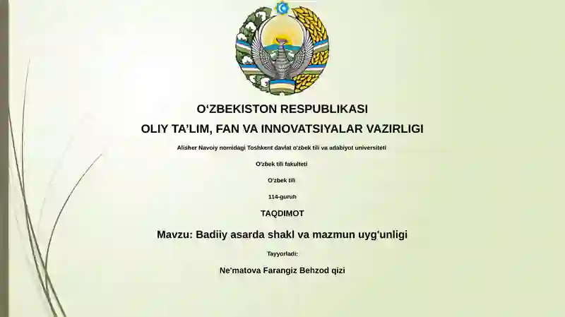 Badiiy asarda shakl va mazmun uyg'unligi