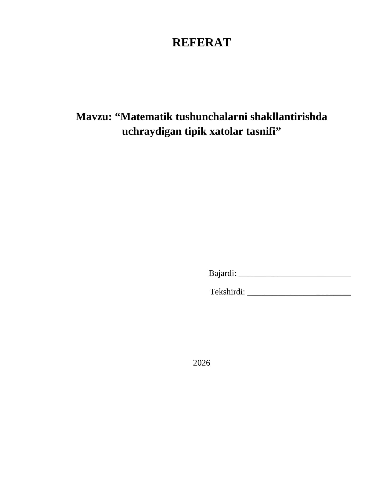 Matematik tushunchalarni shakllantirishda uchraydigan tipik xatolar tasnifi 1