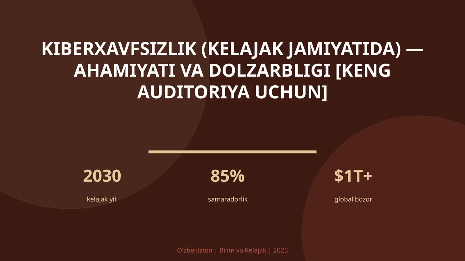 KIBERXAVFSIZLIK (KELAJAK JAMIYATIDA) — AHAMIYATI VA DOLZARBLIGI [KENG AUDITORIYA UCHUN] 1
