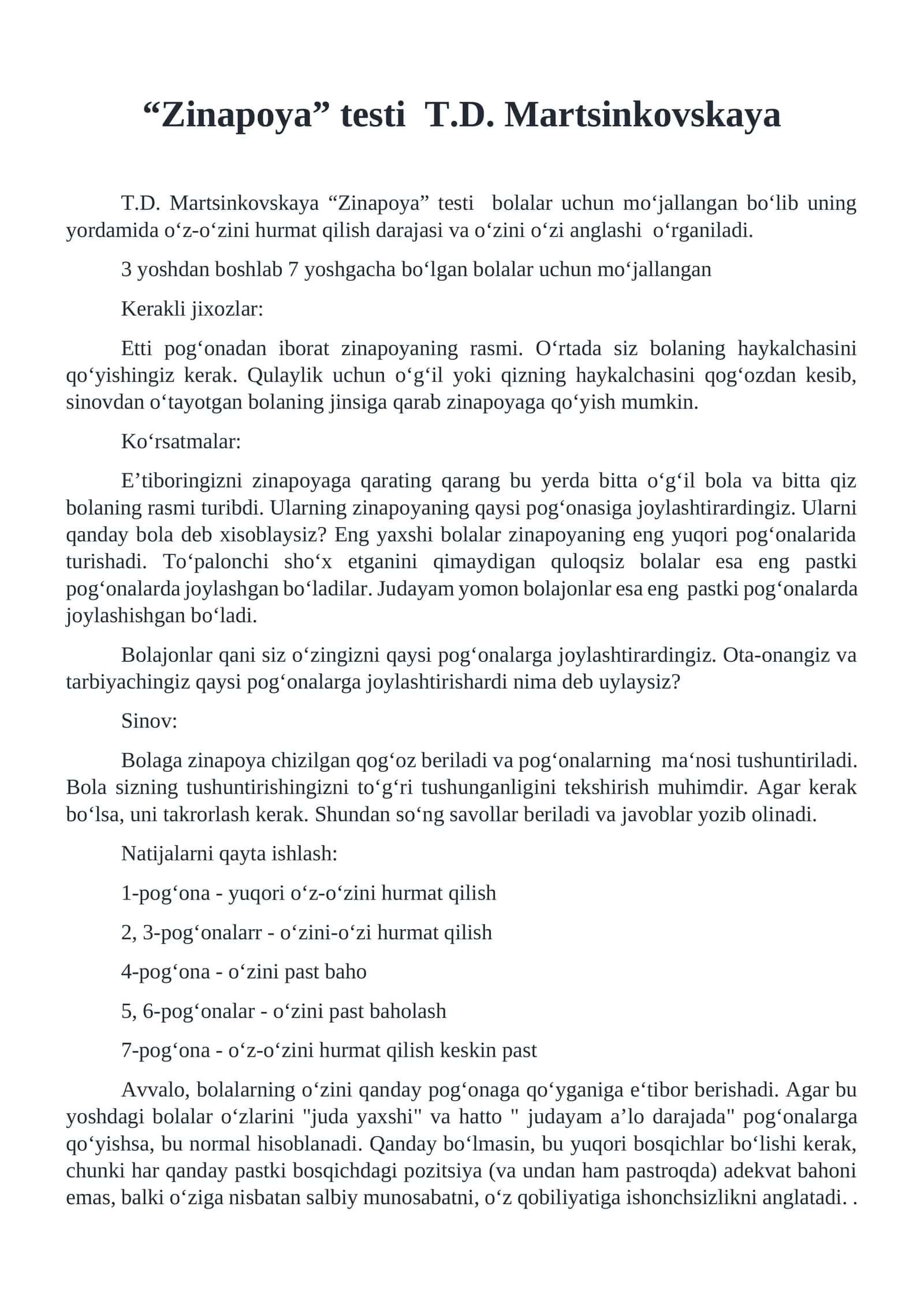 “Zinapoya” testi 1