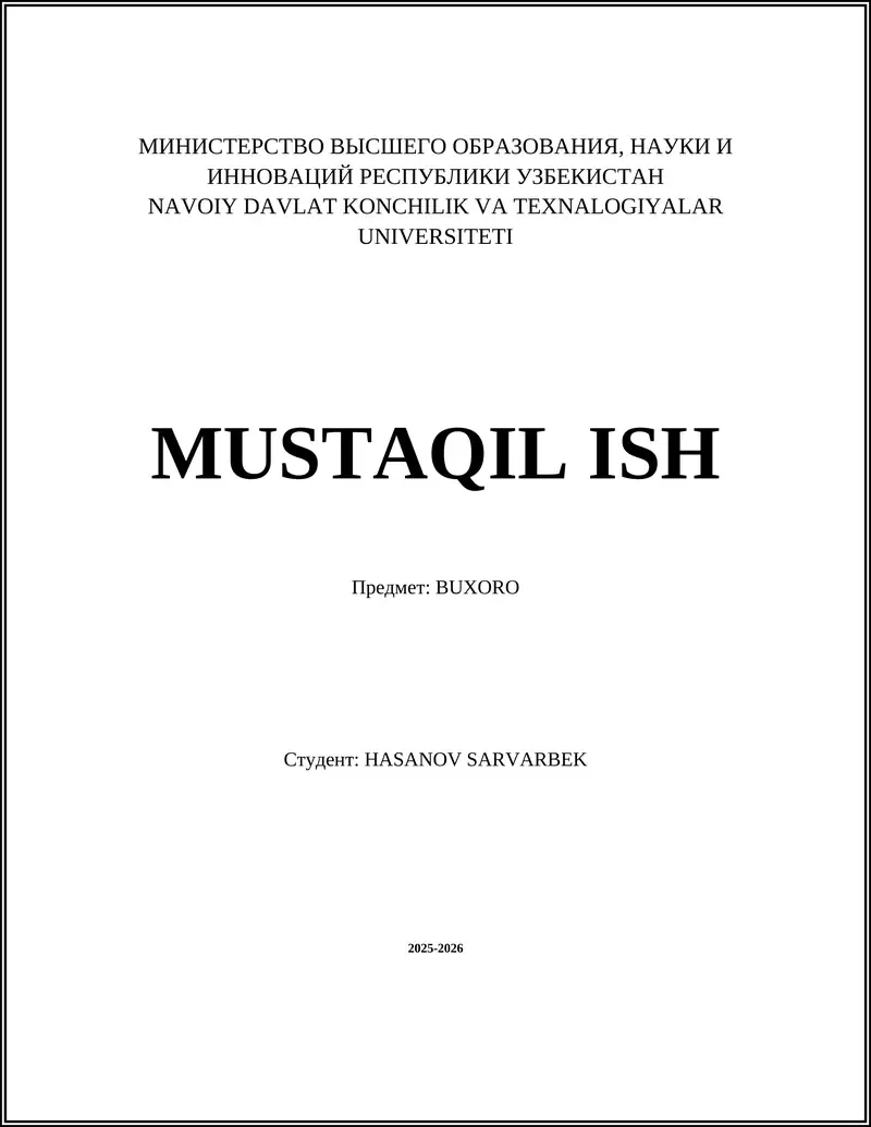 MUSTAQIL ISH 1