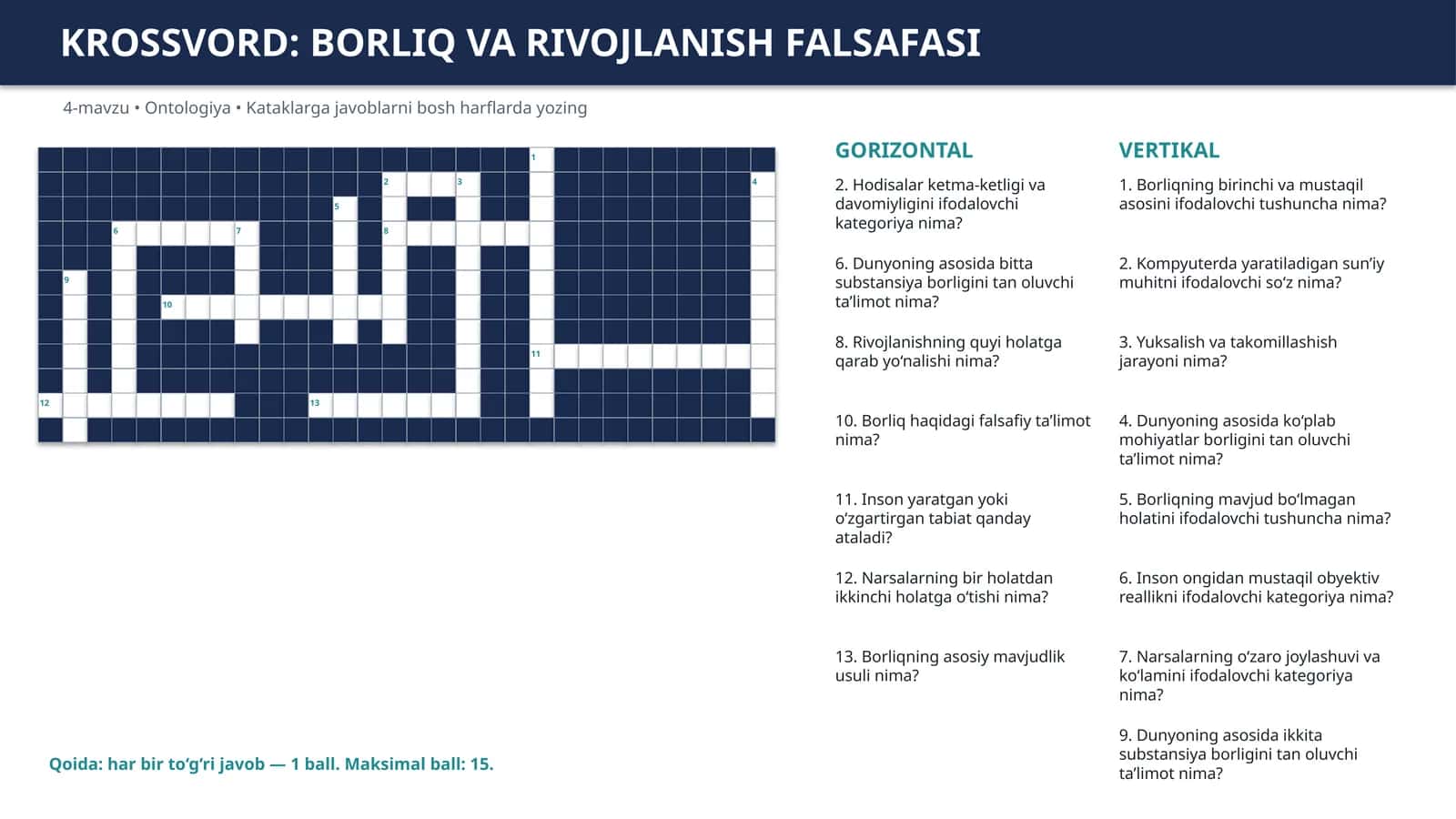 BORLIQ VA RIVOJLANISH FALSAFASI 1